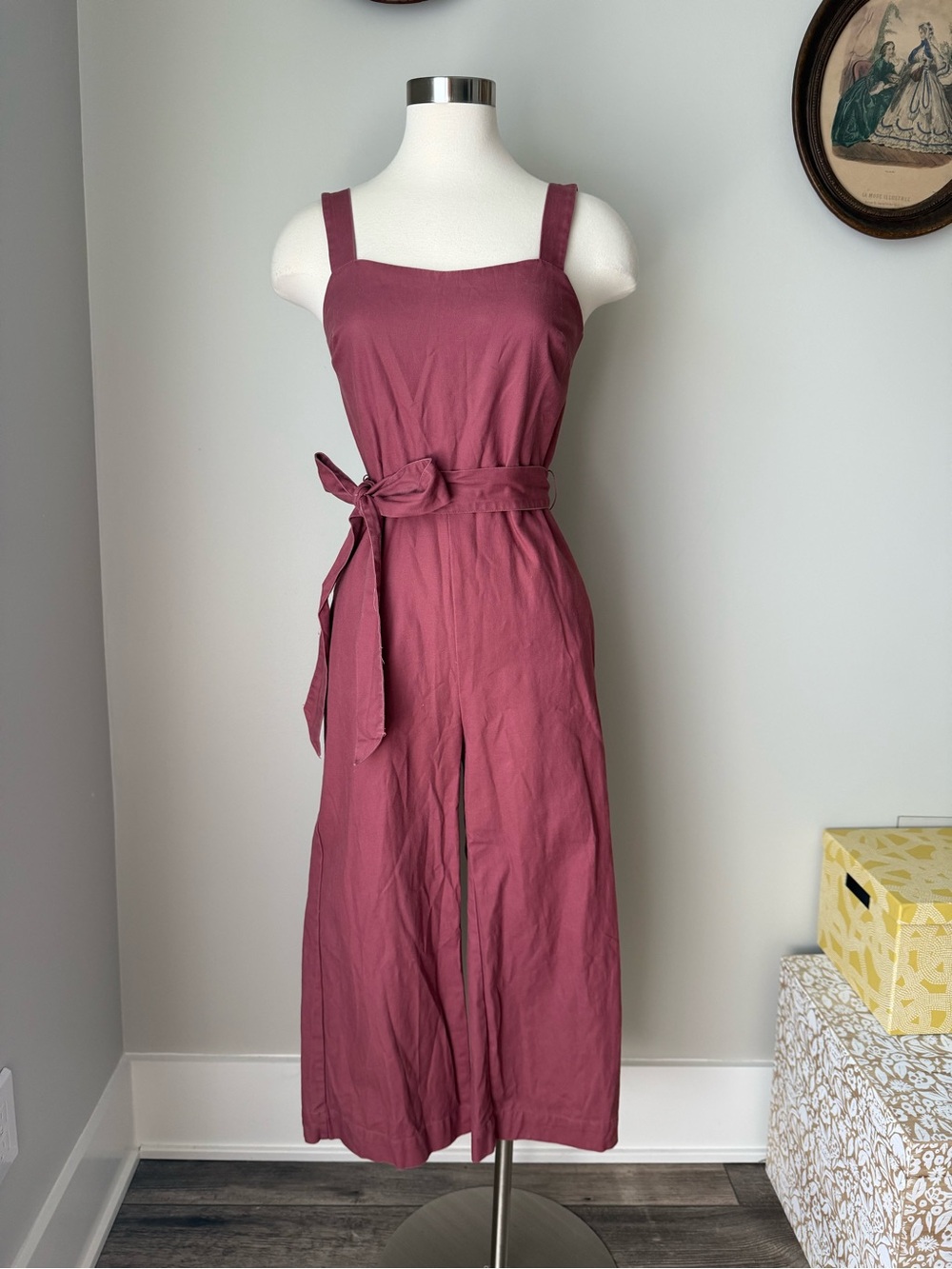 Brick red jumpsuit with sash belt - GAP
